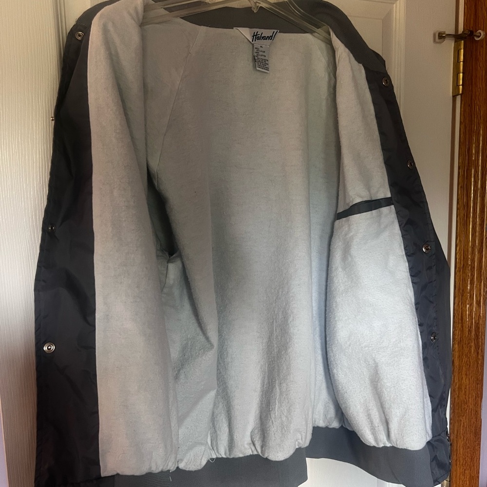 Haband Varsity Jacket with Striped Trim Men's XL Gray and White EUC - Picture 5 of 5